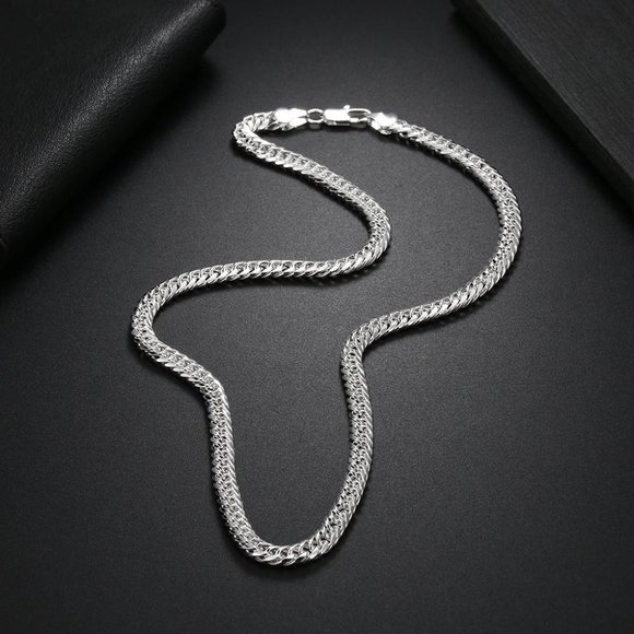 20" Long Cuban Link Chain 6mm Wide Silver - Picture 4 of 4